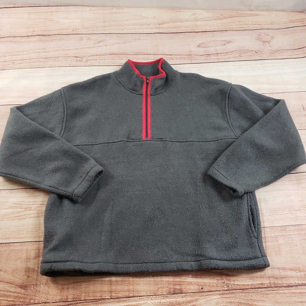 Cheetah Mervyns Sweater Mens Large Gray Outdoors Sweatshirt Fleece 1/4 Zip Adult